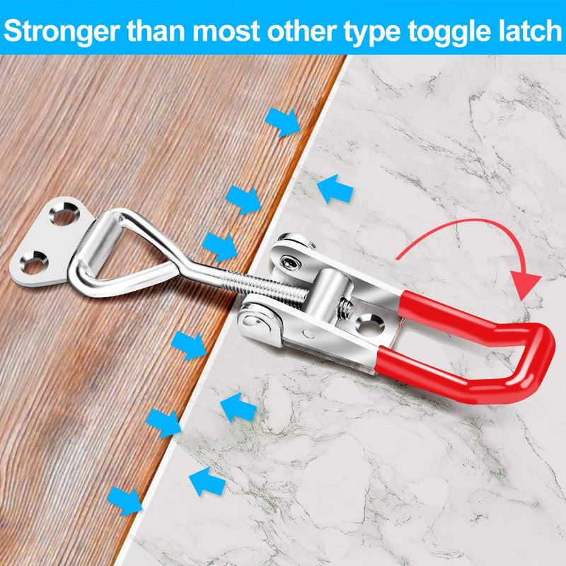 [Australia - AusPower] - 6 Pack Toggle Latch Clamp 4001, Adjustable Toggle Clamp Latch, Smoker Latch Clamps Heavy Duty Toggle Latches, 330Lbs Holding Capacity Pull Latch Clamp for Smoker Lid Jig, Tool Box Case (24PCS Screws) 