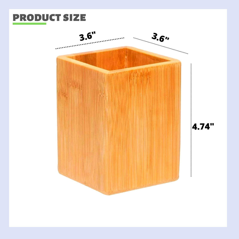 [Australia - AusPower] - PERFORMORE 1 Pack of Bamboo Pen Holder, Wooden Pencil Holder Desk Organizer, Multi Purpose Wooden Box for Pencils Art Makeup Brush, Wood Pen Desk Accessories for Home Office 