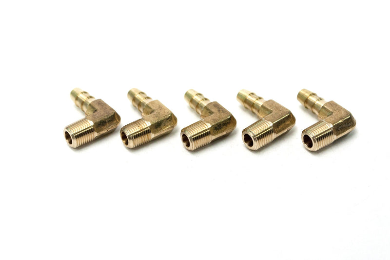 [Australia - AusPower] - Generic 90 Degree Elbow Brass Barb Fitting 1/4 ID Hose x 1/8-Inch Male NPT Air( Pack of 5 ) 