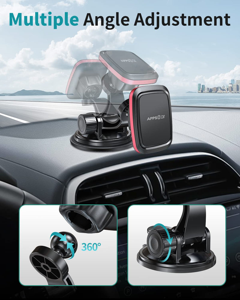 [Australia - AusPower] - Magnetic Car Phone Mount with Adjustable Arm Universal Dashboard Windshield Cell Phone Holder for Car Dash Strong Gel Suction Compatible with iPhone 12 Pro 11 Pro Xs XS Max XR X, Samsung S10 S9 S8 S7 
