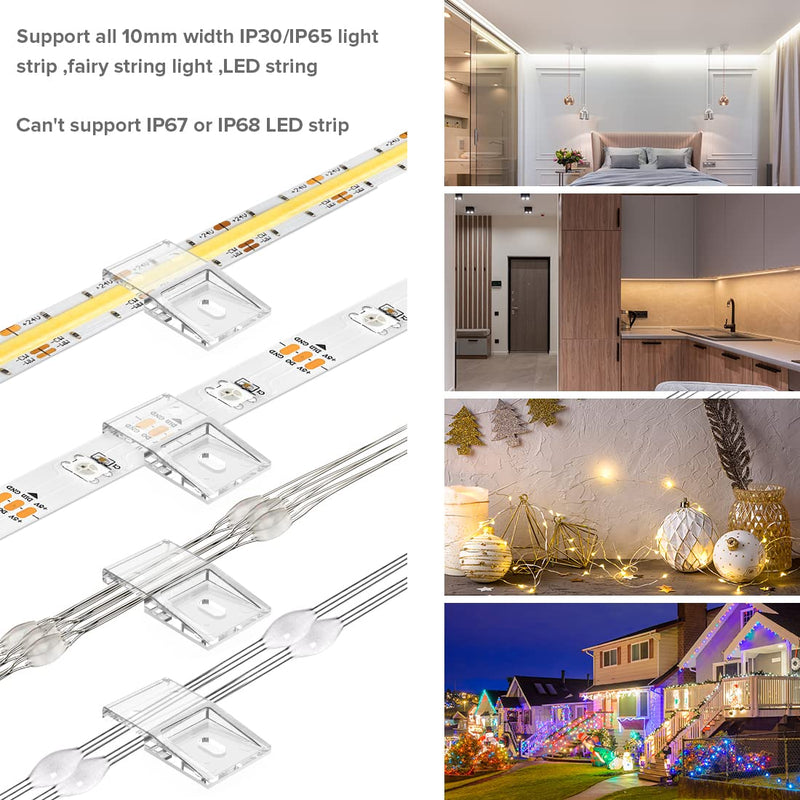 [Australia - AusPower] - Hysmigor transparent Strip Light Clips,Self Adhesive with Screws Mounting Holder, 50Pack LED Strong Fixing Clips For 0.39in/10mm Width IP30/65 SMD COB Strip Lights,Fairy Lights,String Light,Wire,Cable 50 10mm/0.39in 