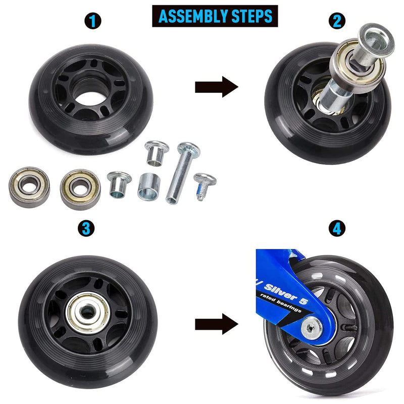 [Australia - AusPower] - Still Awake Inline Skate Axle Spacer Screw Replacement, Aluminum Alloy Rollerblade Skate Wheel Bearing Spacer, Roller Skate Replacement Accessories with Axle & Axles Screws & Wrench 6mm Axle + 6mm Frame Spacer + 8mm Wheel Spacer 