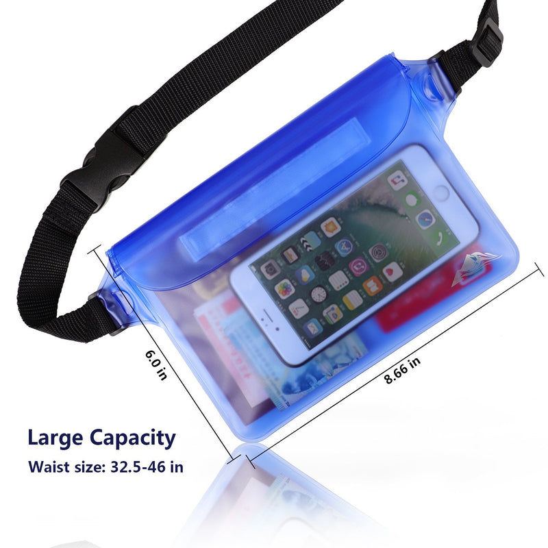 [Australia - AusPower] - HEETA 2-Pack Waterproof Pouch, Screen Touch Sensitive Waterproof Bag with Adjustable Waist Strap - Keep Your Phone and Valuables Dry - Perfect for Swimming Diving Boating Fishing Beach 