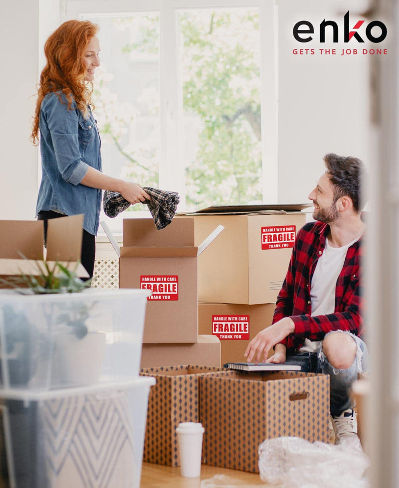[Australia - AusPower] - enKo - 2 x 3 Inch Fragile Stickers Handle with Care Warning Packing Shipping Label - Permanent Adhesive (1 Roll, 500 Labels) 1 Roll - 500 Labels 