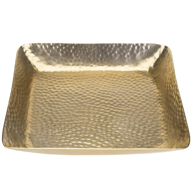 [Australia - AusPower] - MyGift Antique Brass Tone Hammered Square Tabletop Jewelry Tray Accessories Trinket Dish / Perfume & Cosmetics Vanity Display Platter Plate 