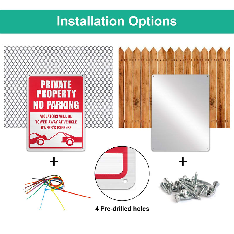 [Australia - AusPower] - 3 Pieces No Parking Sign Private Property Sign Violators Will Be Towed Sign Aluminum Sign Rust Free Weatherproof Indoor and Outdoor Use, 10 x 14 Inches 