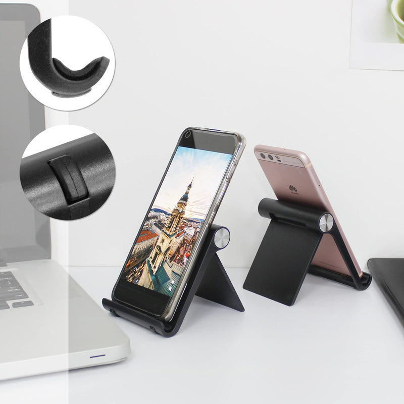 [Australia - AusPower] - Mayten Cell Phone Stand Foldable Phone Holder for Desk Portable Smartphone Dock Compatible for iPhone 12 11 Pro Xs Max, iPad Mini,Tablets(7-10"), Multi-Angle Universal Mobile Phone Stand (Black) black 