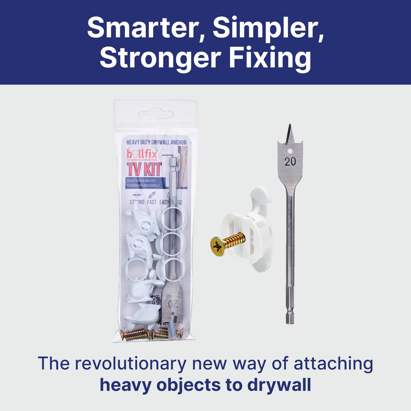 [Australia - AusPower] - Bullfix TV Kit - Drywall Anchors for TV Bracket, Drywall Anchor & Screws for Mounting TV to Hollow Walls, Wall Mount Hardware Kits, Heavy Duty Wall Anchors for Televisions, Holds up to 255lbs 