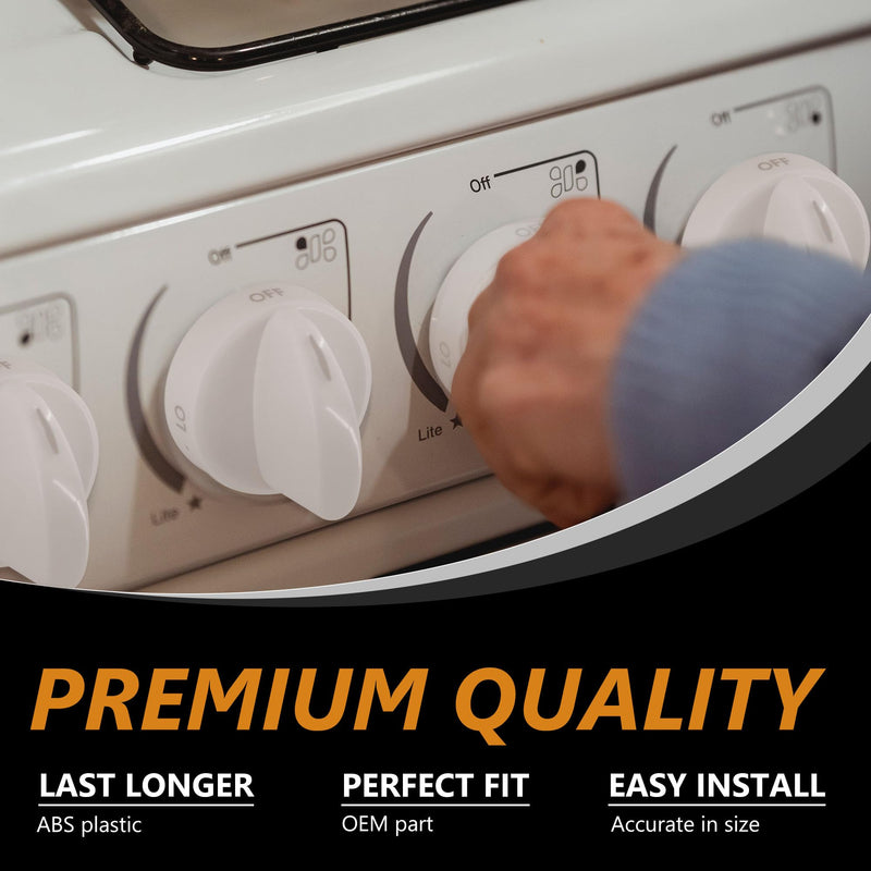 [Australia - AusPower] - GYOFFULL 316442512 Stove Knob Black Gas Oven Range Control Assembly Compatible with Frigidaire, Kenmore, Sears Burner (4PACK) 4 Pieces White 