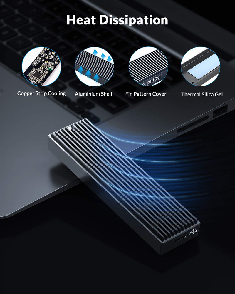 [Australia - AusPower] - ORICO M.2 NVMe SSD Enclosure, USB 3.1 Gen 2 (10 Gbps) to NVMe PCI-E M.2 SSD Case Support UASP for NVMe SSD Size 2230/2242/2260/2280(up to 2TB) 
