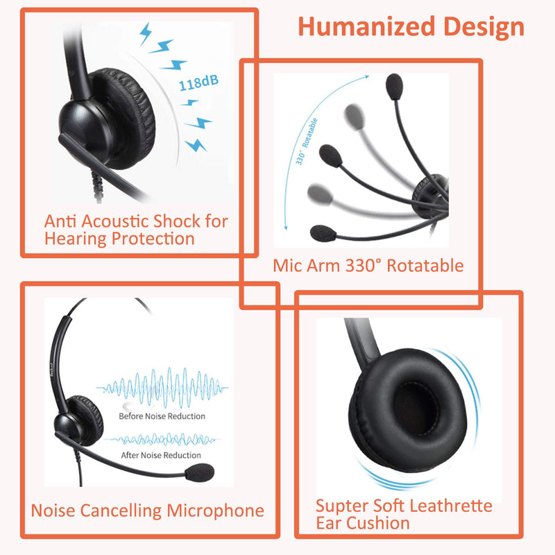 [Australia - AusPower] - Telephone Headset with Microphone Noise Canceling, Call Center Office Headset RJ9 Jack with Mic Mute & Volume Control for Cisco Landline Phone 6941 7841 7941 7942 7945 7960 7961 7962 7965 8845 8945 