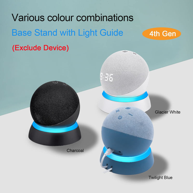 [Australia - AusPower] - Table Stand for Echo Dot 5th Generation - C YECEN Desktop Holder Mount for Echo Dot 5th & 4th Gen, Base Bracket with Light Guide and with Built-in Cable Management,Deep Sea Blue 
