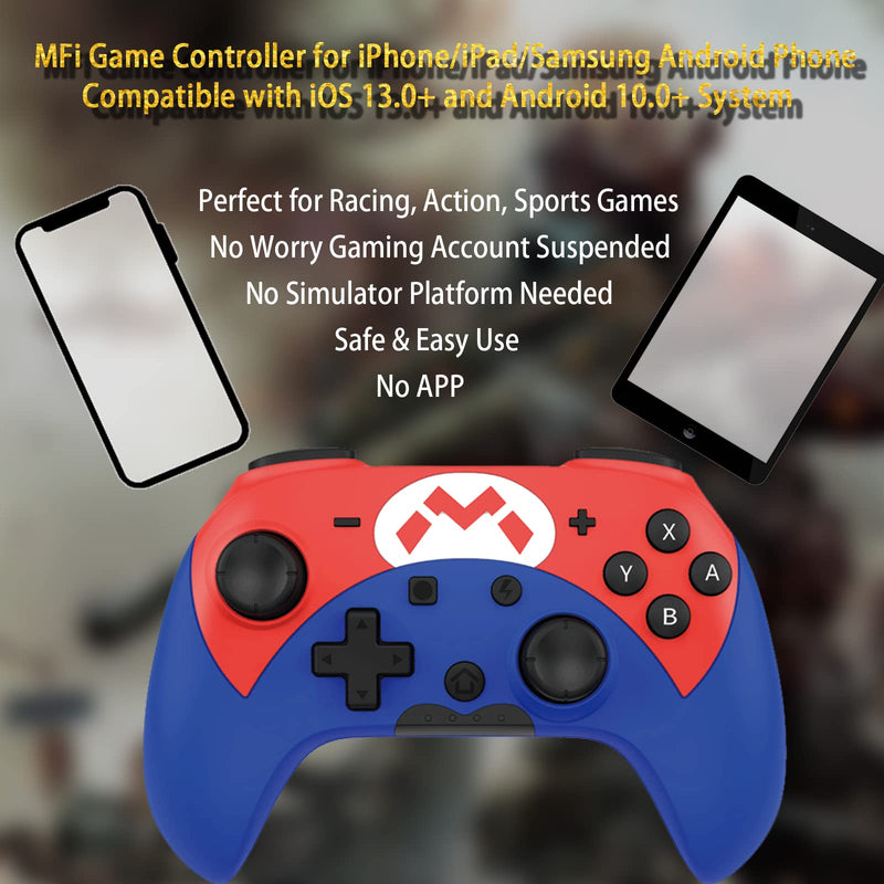 [Australia - AusPower] - arVin Wireless Gamepad Controller for Nintendo Switch/iPhone/iPad/Samsung, with Programmable, Turbo Function, Bluetooth Gaming Joystick for Apple Arcade MFi Games, iOS 13+, Android 10+, Direct Play Blue 