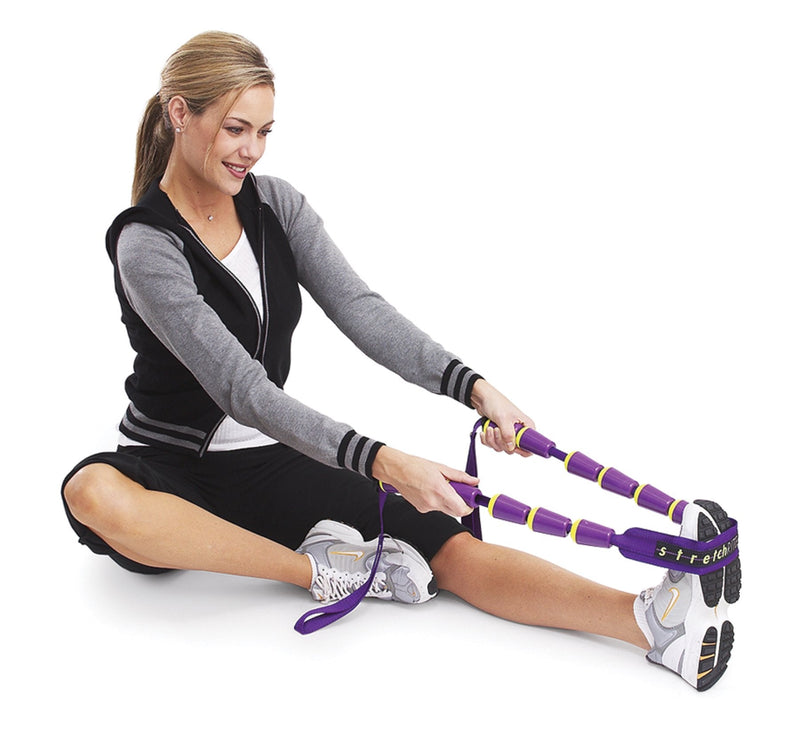 [Australia - AusPower] - StretchRite Physical Therapy Full Body Stretching Strap with Patented Easy Grip Handles for Sore and Tight Muscles, Includes Coaching Guide (Purple/Yellow) Purple/Yellow 