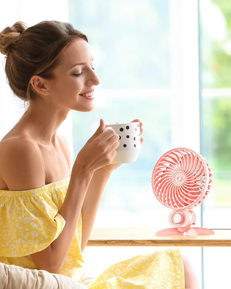 [Australia - AusPower] - AaoLin USB Small Fan, Desk Fans with CVT Variable Speeds, Strong Cooling Airflow, Quiet Portable, Desktop Mini Personal Fan for Room, Home,Office, Bedroom-USB Powered Pink 