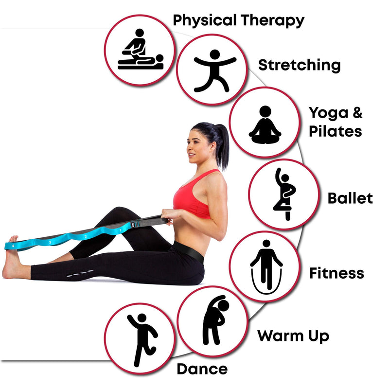 [Australia - AusPower] - Stretching Strap with Loops for Physical Therapy, Yoga, Exercise and Flexibility - Non Elastic Fitness Stretch Band + Exercise Instructions & Carry Bag by CTRL Sports 