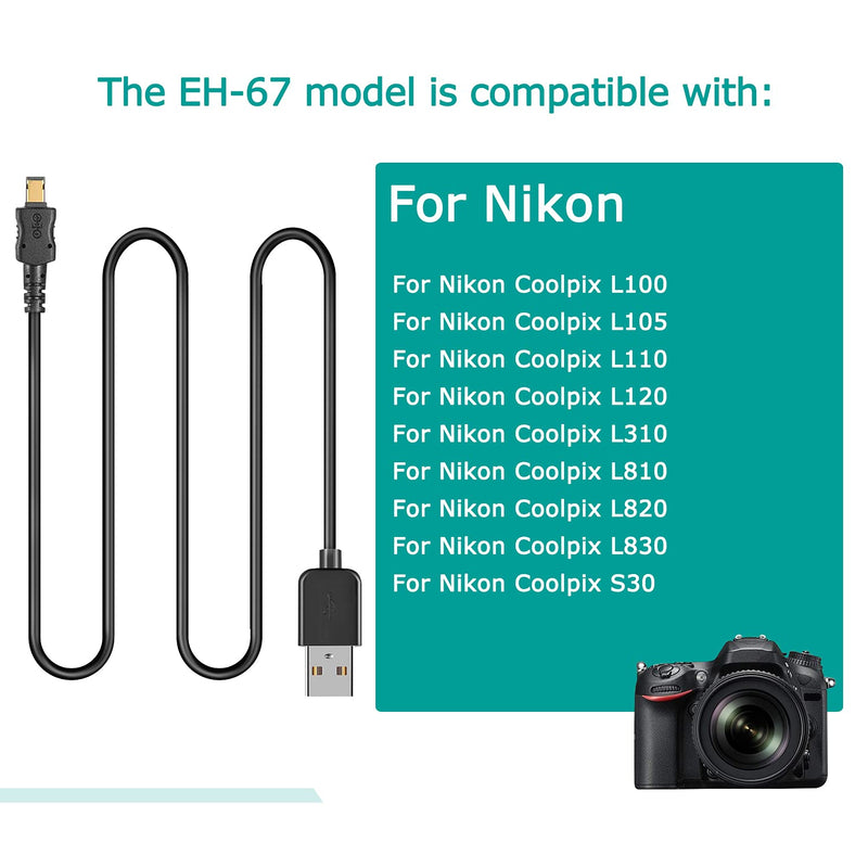 [Australia - AusPower] - EH-67 EH67 USB Cable 1.0M Digital Cameras DC Cable for Nikon Coolpix L100 L105 L110 L120 L310 L320 L330 L340 L810 L820 L830 L840 