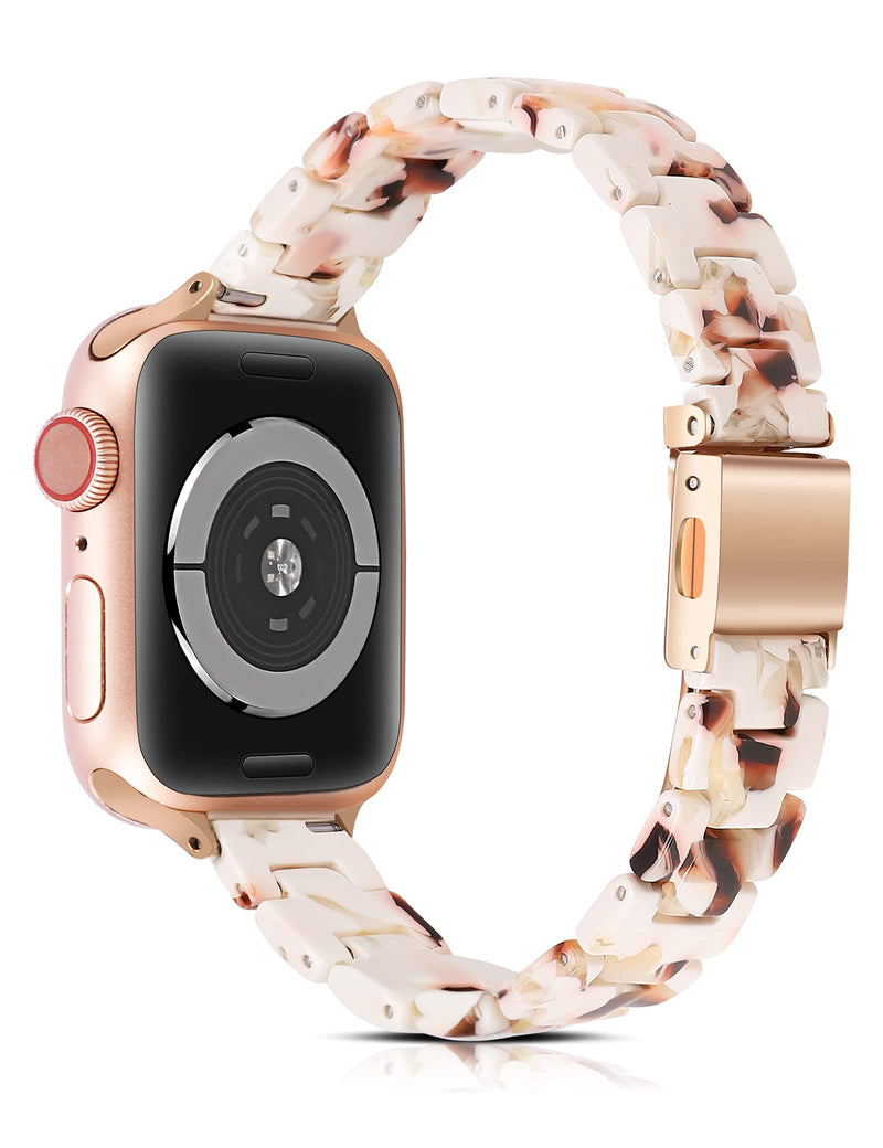 [Australia - AusPower] - TOYOUTHS Compatible with Apple Watch Band 38mm 40mm 41mm Slim Resin Strap Lightweight Thin Bracelet Fashion Replacement Wristband Rose Gold Women Men iWatch 42mm 44mm 45mm Series SE 7 6 5 4 3 2 1 Nougat White 42mm/44mm/45mm 