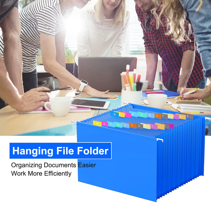 [Australia - AusPower] - JIMM 25 Pockets Hanging File Folders,File Folder for Filing Cabinet,Plastic Hanging File Folder Letter Size,Accordian File Organizer More Durable Than Paper Expanding Hanging Files,Waterproof(Blue) Blue 