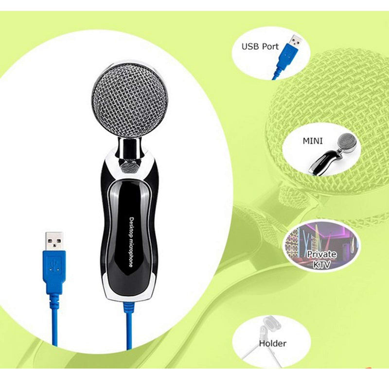 [Australia - AusPower] - USB Microphone Mini Desktop Microphone Condenser Mic Plug and Play Audio Studio Sound Recording with Tripod Stand for PC Computer Laptop Skype Chatting Podcasting Gaming Home School 