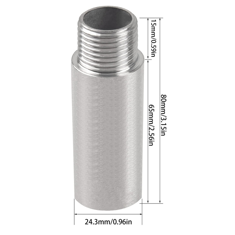 [Australia - AusPower] - Rrina 304 Stainless Steel Shower Head Extension Arm G1/2 Male to Female Thread Cast Pipe Fitting Coupler (80mm/3.15in) 80mm/3.15in 