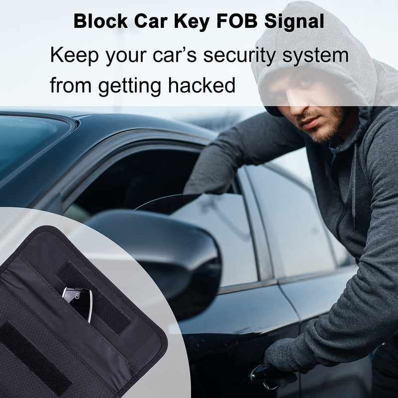 [Australia - AusPower] - Faraday Bag, Wisdompro 2 Pack RFID Signal Blocking Bag Shielding Cage Pouch Wallet Case for Cell Phone Privacy Protection and Car Key FOB, Anti-Spying Pouch, Anti-Tracking Case Blocker - Black 