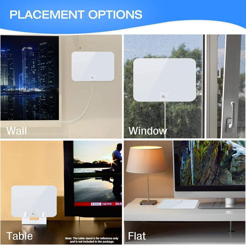 [Australia - AusPower] - 1byone Amplified HD Digital TV Antenna - Support 4K 1080p and All Older TV's - Indoor Smart Switch Amplifier Signal Booster - Coax HDTV Cable/AC Adapter 