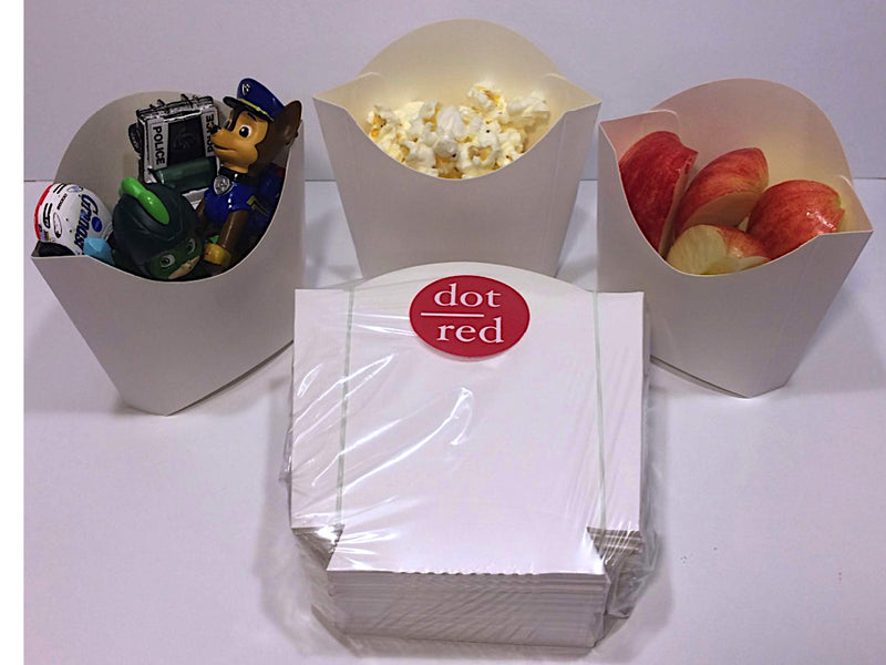 [Australia - AusPower] - Dot Red - 50ct Kids Paperboard Snack Cup - Collapsible Disposable Party Favor Container, French Fry Scoop, Paper Popcorn Tub 