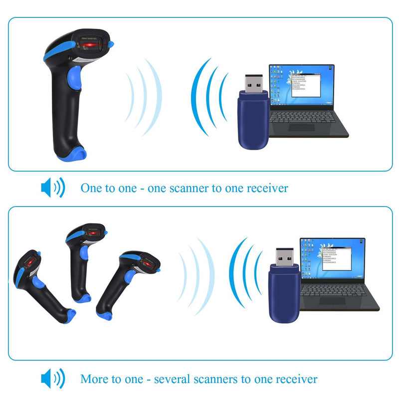 [Australia - AusPower] - WoneNice Barcode Scanner Wireless 2-in-1 (2.4Ghz Wireless+USB 2.0 Wired) Handheld Bar Code Scanner Reader with USB Receiver for Store, Supermarket, Warehouse 