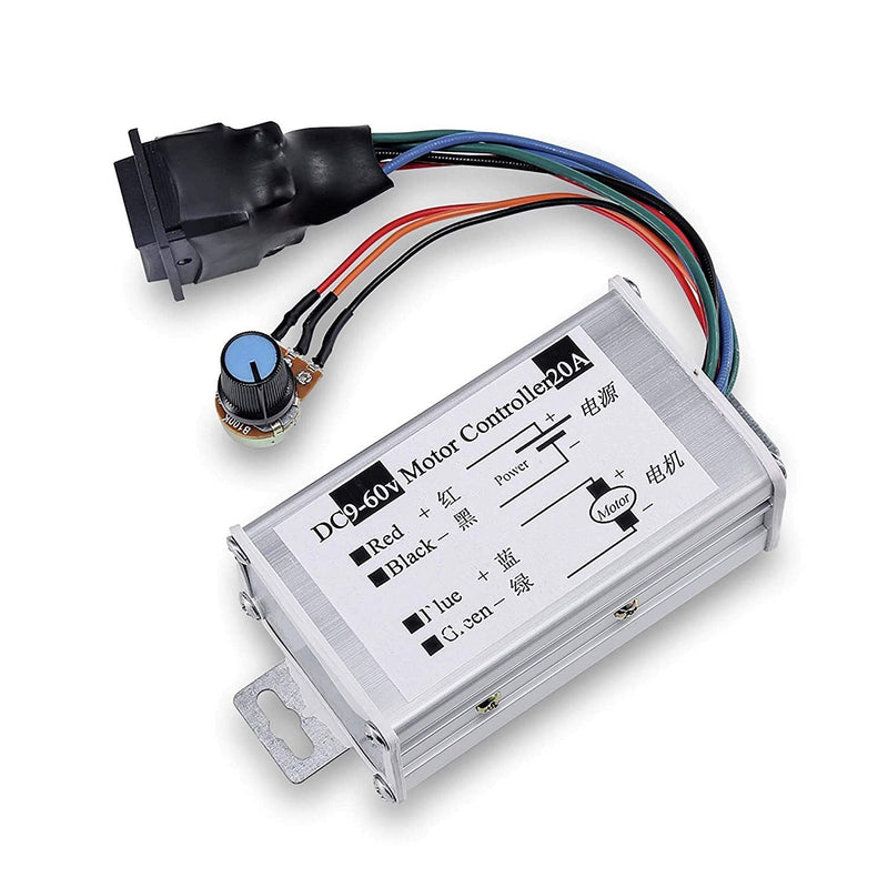 [Australia - AusPower] - ICQUANZX DC Motor Speed Controller,Brush Motor Driver Controls Module DC 9V-60V 12V 24V 36V 48V 60V Motor Pulse Width Modulator Regulator 20A 1200W PWM Monitor Dimmer Governor with Switch & Knob 