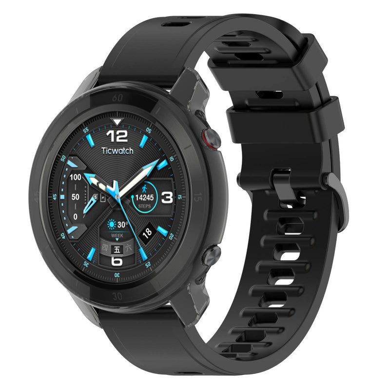 [Australia - AusPower] - AWADUO for TicWatch GTX TPU Transparent Protective Case Cover, Smartwatch Protective Case Cover Shell for TicWatch GTX, Soft and Durable (TPU Black) TPU Black 