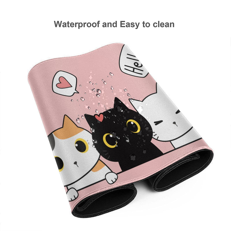[Australia - AusPower] - Pink Cute Kittens Cat Gaming Mouse Pad Large XL Girls Kawaii Desk Mat Long Extended Pads Big Mousepad for Home Office Decor Accessories 1 