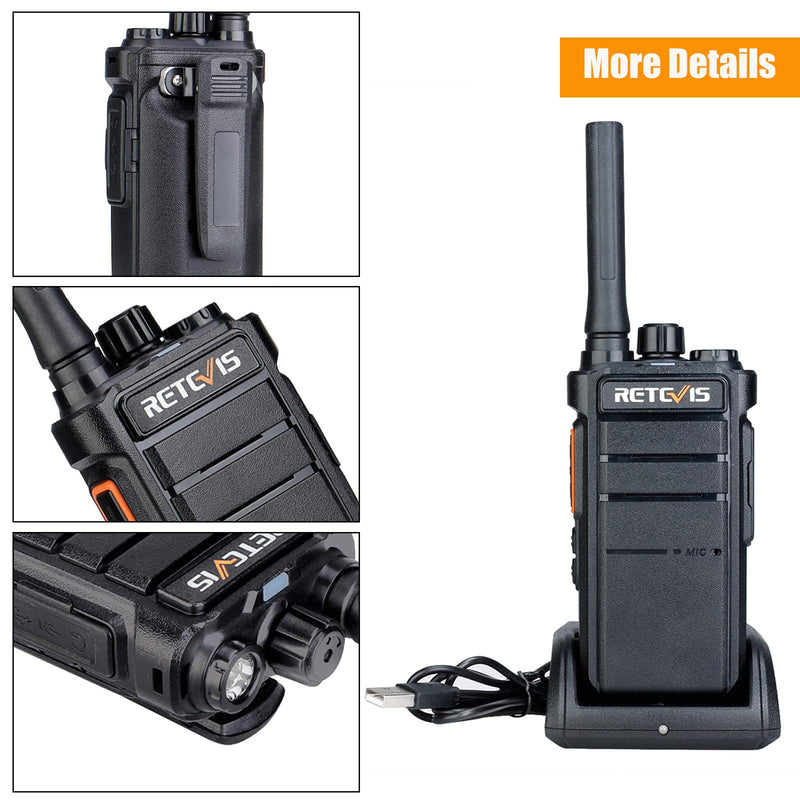 [Australia - AusPower] - Retevis RB26 GMRS Handheld Radio, 30CH Flashlight 2 Way Radio Long Range, 2000mAh Type-C Rechargeable Walkie Talkies Adults,GMRS Base Station Capable(1 Pack) 