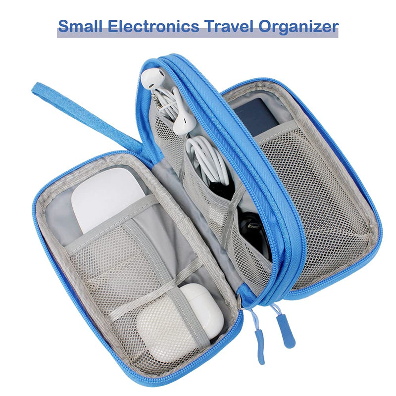 [Australia - AusPower] - DDgro Electronics Travel Organizer, Small Accessories Pouch Bag for Keeping Power Cord/Charger/Cables/Wireless Mouse/Kid’s Pens Organized (Small, Azure Blue) 