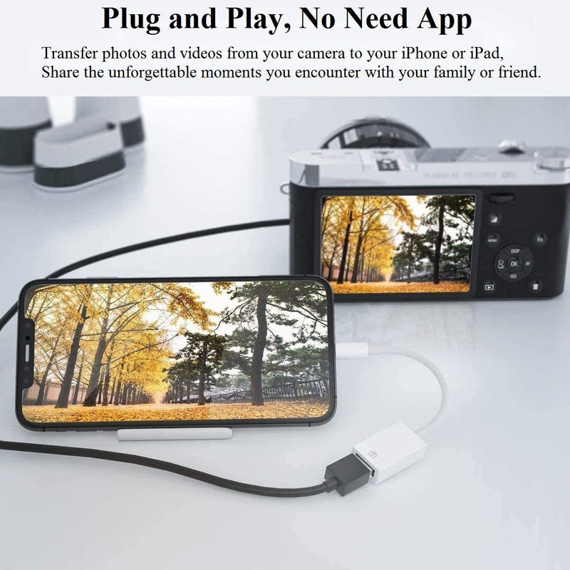 [Australia - AusPower] - [Apple MFi Certified] Lightning to USB Camera Adapter for iPhone iPad, USB 3.0 OTG Data Sync Cable Adapter Compatible with iPhone 12 11 XS XR X 8 7 iPad to Card Reader Keyboard Mouse USB Flash Drive 