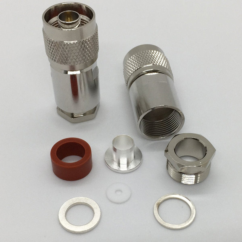 [Australia - AusPower] - N Connectors Male Rf Coaxial Connector for LMR400 Cable Belden 9913 RG8 Cable Nickel Machined Brass Construction (4piece clamp) 