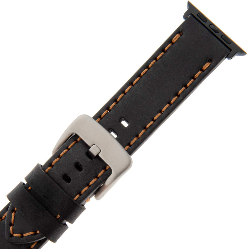 [Australia - AusPower] - Gilden Sport Calfskin Leather Watch Strap TS62-SMART, fits Apple Apple Watch Fits 42mm/44mm Apple Watch Black 