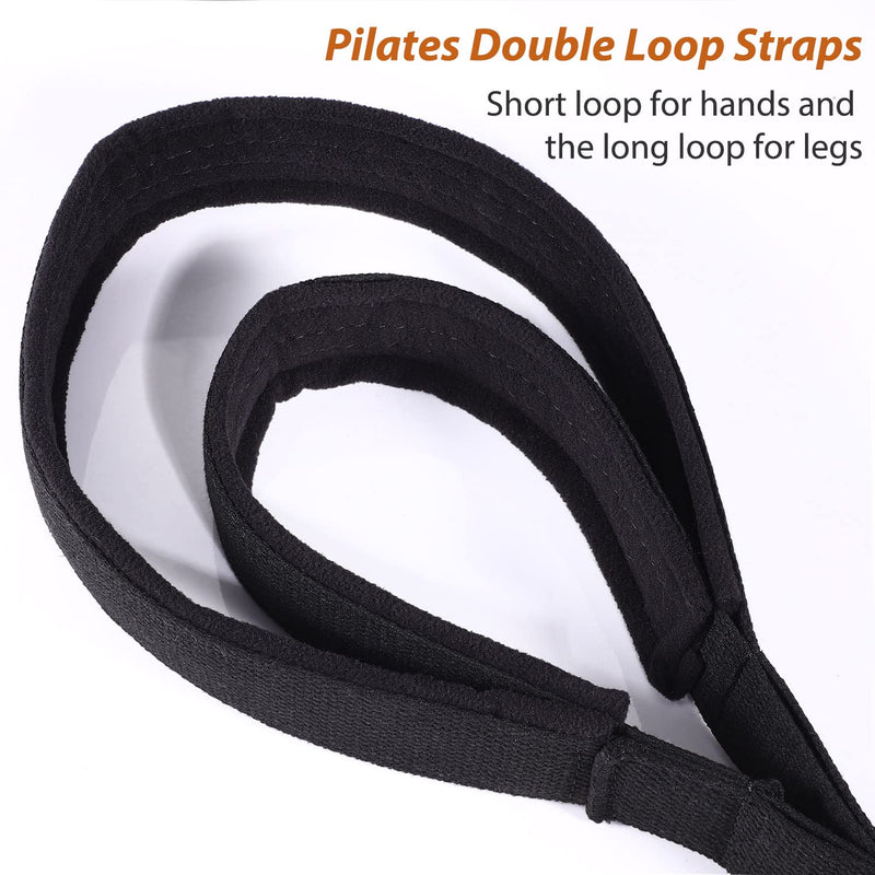 [Australia - AusPower] - TOBWOLF 2PCS Pilates Double Loop Straps for Reformer, Feet Fitness Equipment Straps, Double Padded D-Ring Loops, Yoga Double Loop Straps Handle Straps, Pilates Reformer Accessories for Home and Gym 