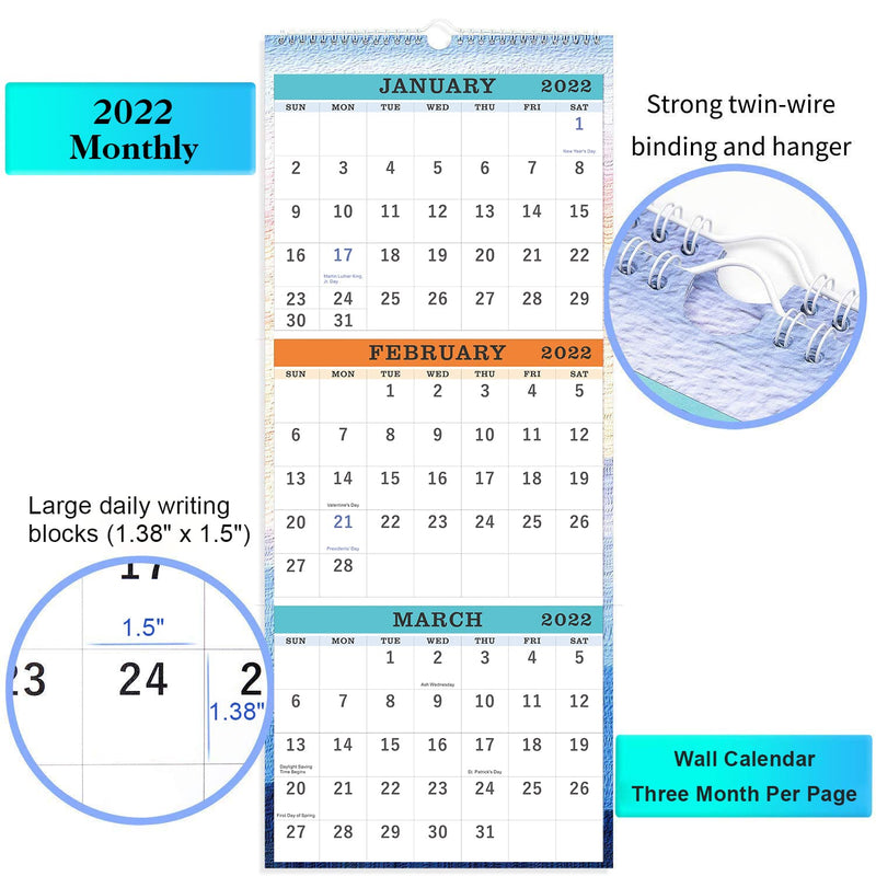 [Australia - AusPower] - 2022 Wall Calendar - 3-Month Display Vertical Calendar, Calendar Planner 2022, 11" x 26", Large, Lay- Flat, December 2021 - January 2023, Perfect for Your Busy Schedule 