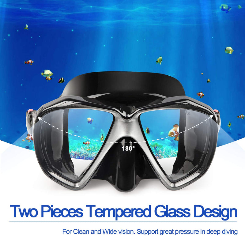 [Australia - AusPower] - EXP VISION Snorkel Diving Mask, Panoramic HD Scuba Swim Mask, Tempered Anti-Fog Lens Glasses Snorkel Goggles, Scuba Dive Snorkel Mask with Silicone Skirt Strap for Dry Snorkeling, Swimming 