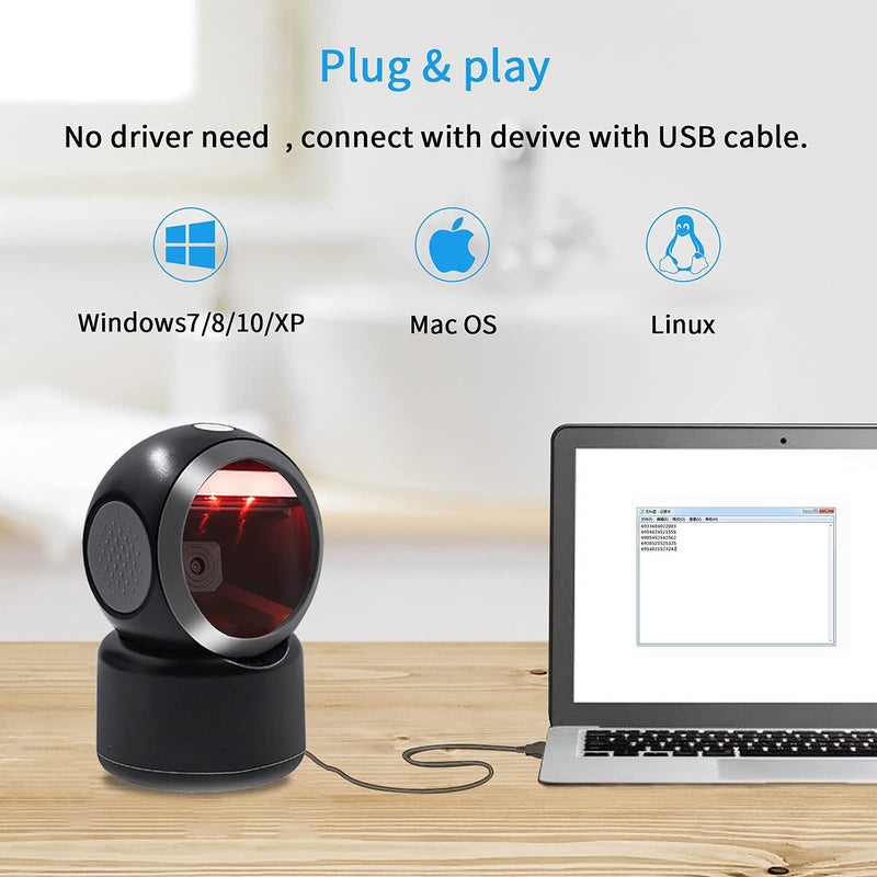 [Australia - AusPower] - 2D QR Hands-Free Barcode Scanner Omnidirectional Automatic Sensing Scanning USB Barcode Reader Adjustable Screen Scanning Platform Scanner for POS PC Supermarket Bookstore 2D scanner Black 