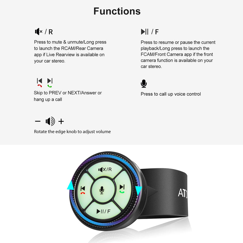 [Australia - AusPower] - ATOTO AC-44F5 Watchband Style Wireless Remote Control with Luminous Buttons, Plug & Play - Only for ATOTO Car Stereos (SA102, A6Y, A6 KL, F7 & S8), Not Compatible with ATOTO A6 PF/ S8 Lite Version 