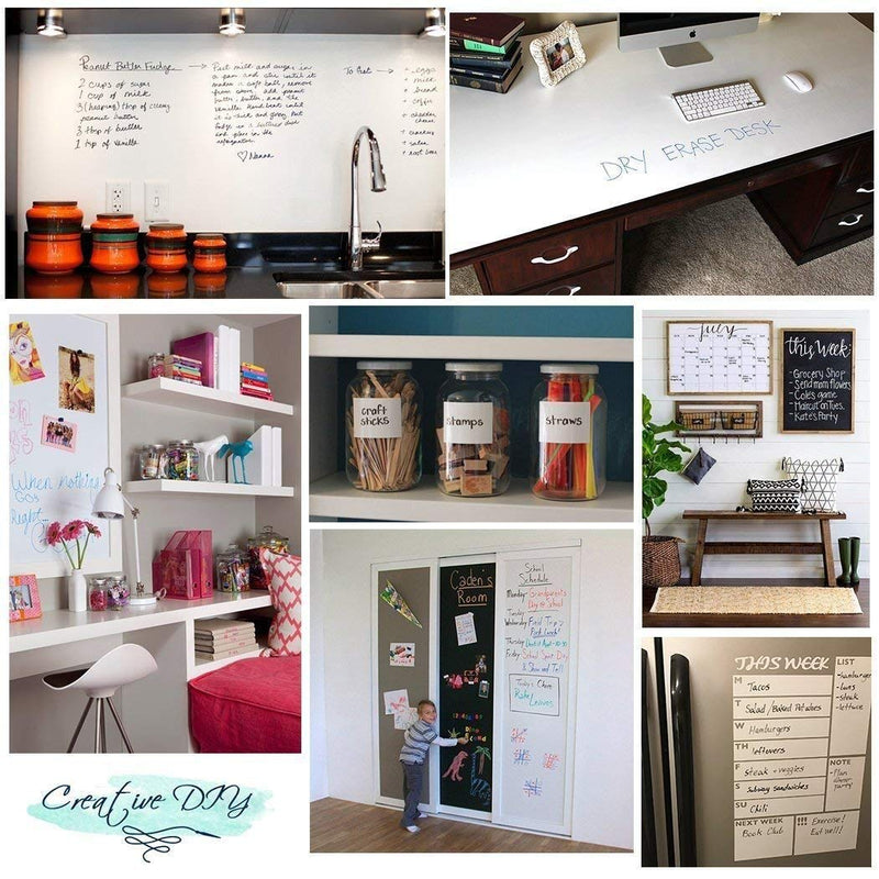 [Australia - AusPower] - Self Adhesive White Board Paper - Dry Erase Wall Stickers Roll 17.7" x 78.7" Message Board Wallpaper Decal for School/Office/Home/Kid/Art/Decoration 