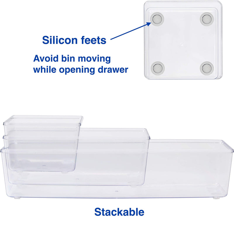 [Australia - AusPower] - 6 Pack - Simple Houseware Clear Plastic Desk Drawer Organizers 