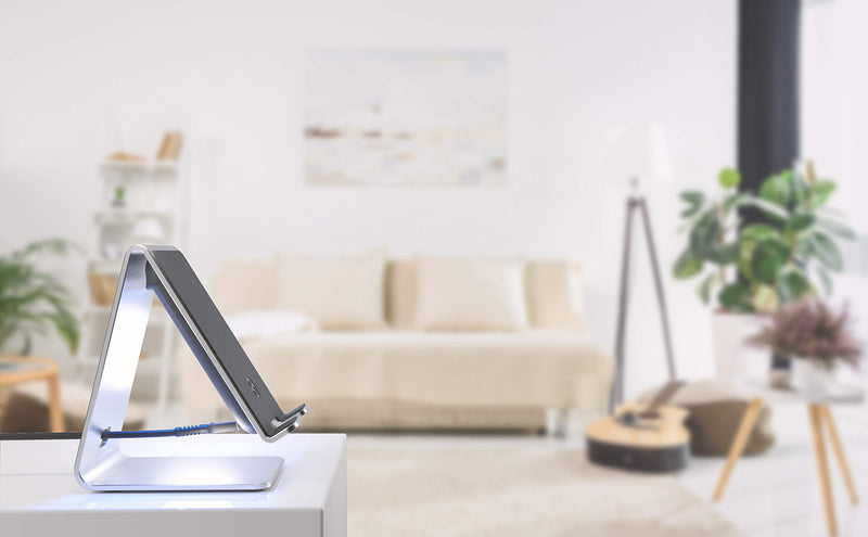 [Australia - AusPower] - Aluminum Wireless Charger Stand for Galaxy S22, S21 Models - Galvanox QC3.0 Fast Charging Qi Desktop Power Station, Samsung Note 10/20, S10/S20, Plus/Ultra (SoftGlow LEDs) (2022) 