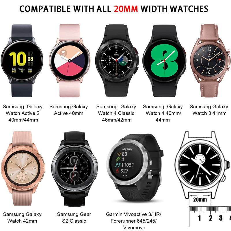 [Australia - AusPower] - Charlam 20mm Watch Bands Compatible with Samsung Galaxy Watch 4 40mm 44mm/Classic 42mm 46mm/Galaxy Watch 3 41mm/Acitve 2 40mm 44mm /Active 40mm/Watch 42mm/Gear S2 Classic, 6 Pack Elastic Nylon Band, C 