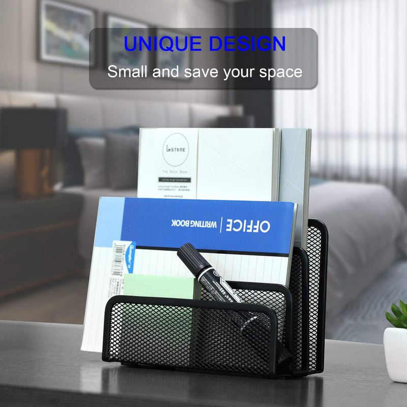 [Australia - AusPower] - Desk Mail Organizer, Anumit File Holder Letter Sorter with 3 Vertical Upright Metal Mesh Compartments Document, Filing, Folders, Mail, Paper Organizer for Home or Office Desktop (1PCS) 1pcs 