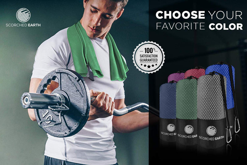 [Australia - AusPower] - ScorchedEarth Microfiber Travel & Sports Towel Set - Quick Dry, Super Absorbent, Compact, Lightweight - for Camping, Backpacking, Hiking, Beach, Yoga, Swimming - Includes 2 Sizes + Carrying Bag & Clip Evergreen Medium Set (20x40” & 12x24”) 