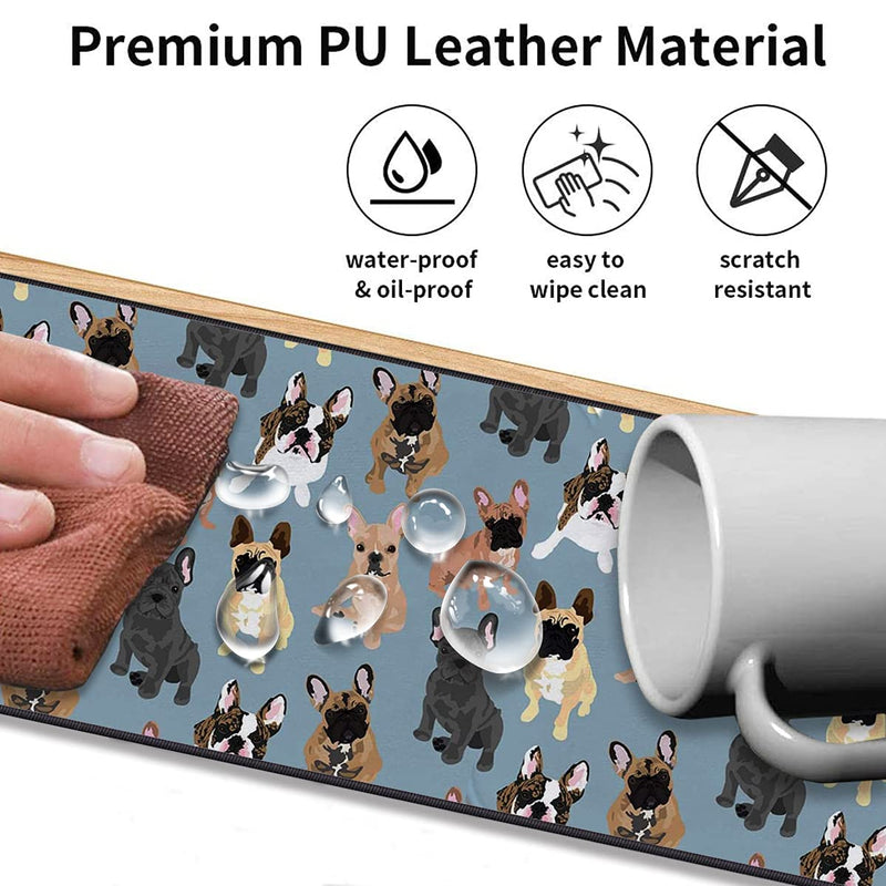 [Australia - AusPower] - Gorzzt Extended Large Gaming Mouse Pad and Coaster with Stitched Edge 31.5x11.8 inch Non-Slip Rubber Base Mouse Pad, Suitable for OfficeHome Desk Mat-French Bulldogs Doormat Home GO-Mouse1-C 004 