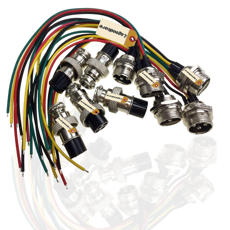 [Australia - AusPower] - Lsgoodcare 10Pcs GX16-4pin Male Aviation Connector Power Electrical Terminal Socket with 20Awg 7.87Inch Cable & 16MM 4Din Female Plug Sockets 16MM-4P 